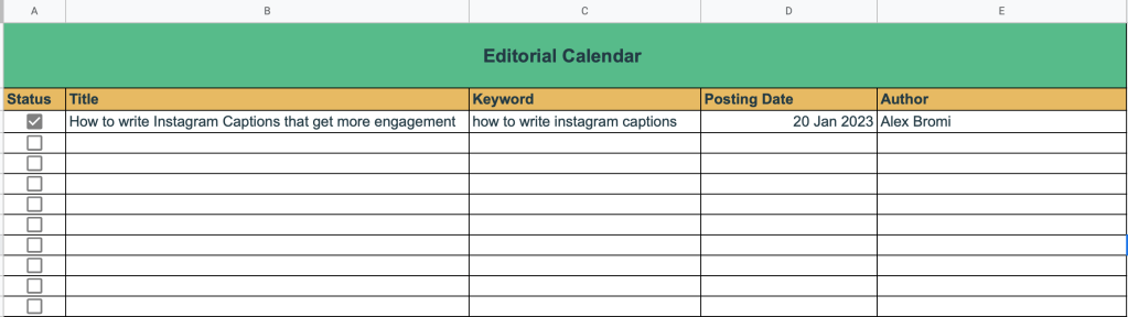 Editorial calendar template
