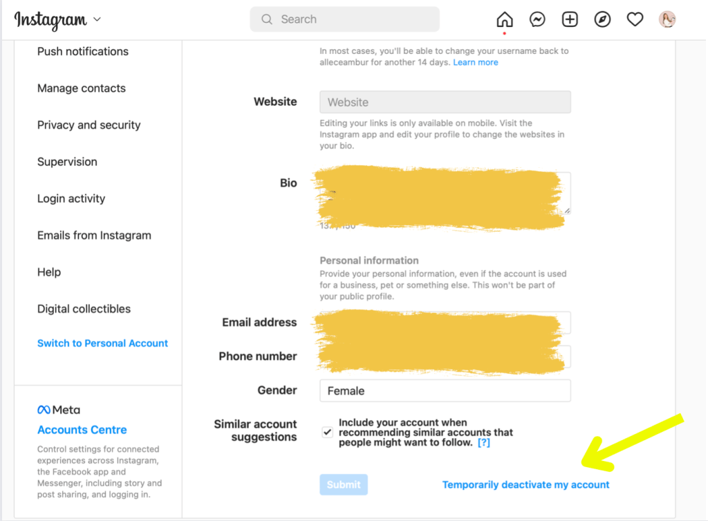 how to delete your instagram account on desktop
