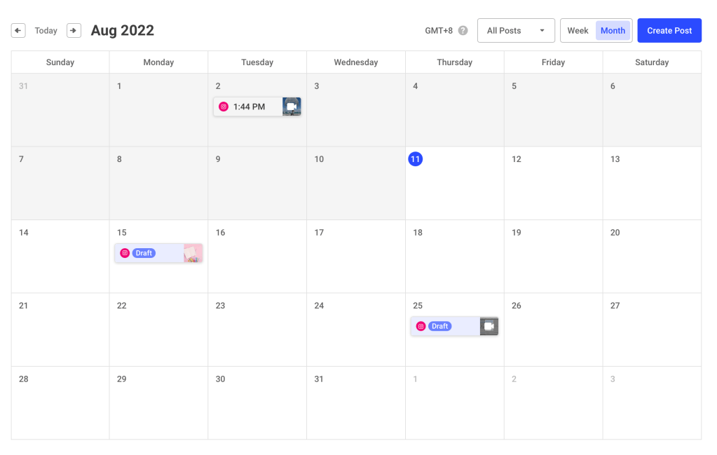 Buffer content calendar view
