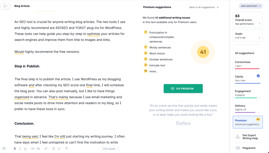 writing process for blog posts