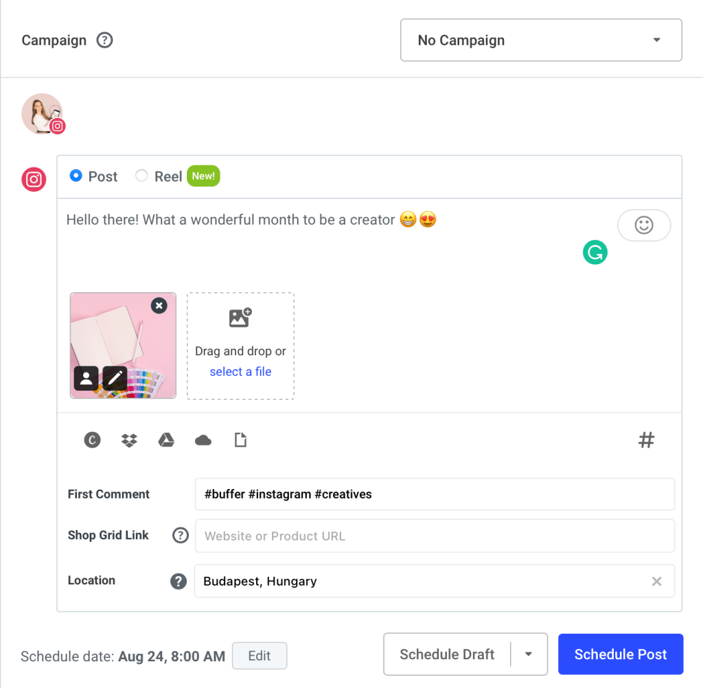 Buffer post creation window
