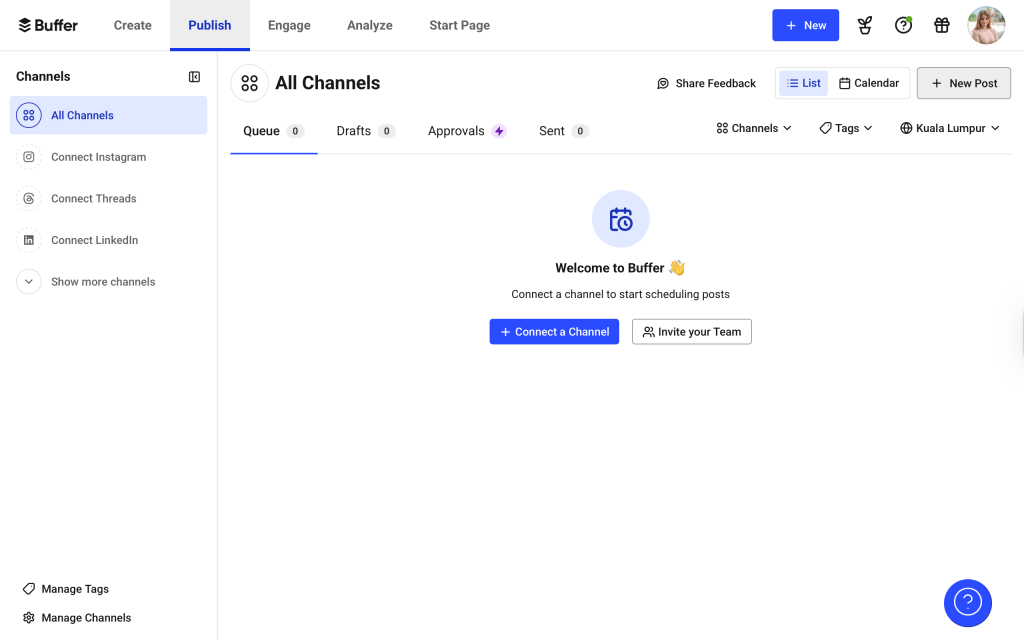Buffer connect a channel page