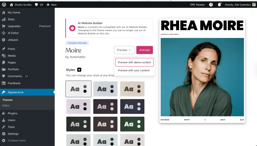 Editing a WordPress theme