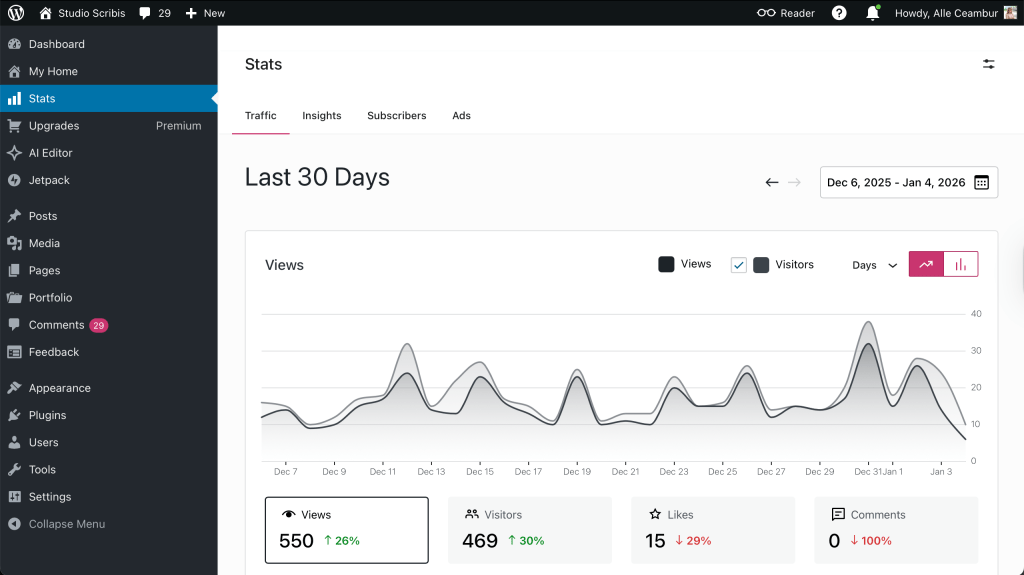 wordpress stats dashboard