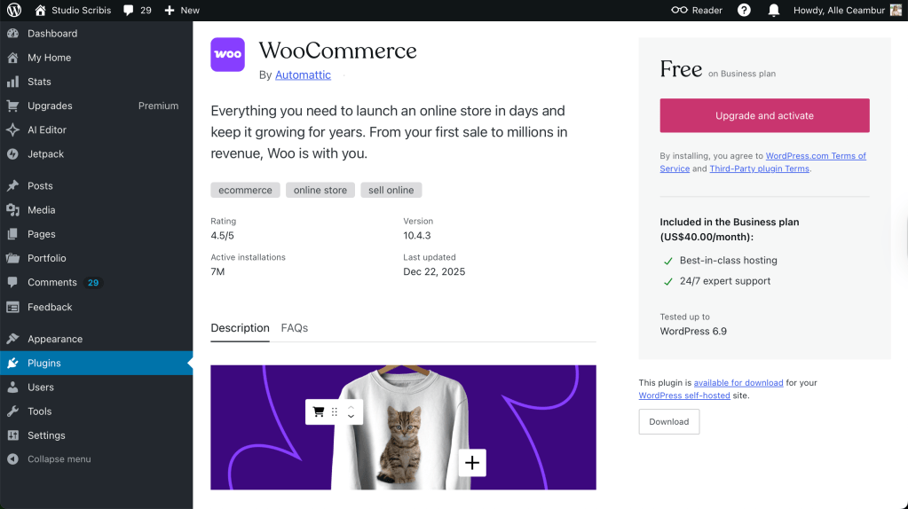 WooCommerce plugin on wordpress

