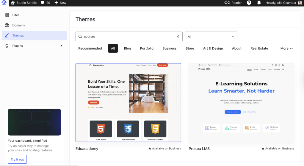 Wordpress themes for online courses and e-learning
